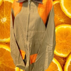 Ranger Men's Vintage Hunting Jacket Orange  Patches Corduroy Collar Size‎ XL
